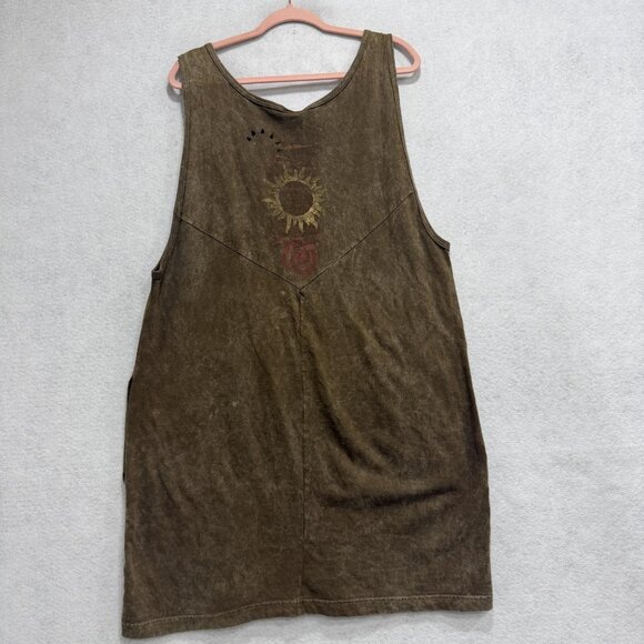 Liz & Jane Dress Womens Medium Large Brown Sun Print Sleeveless Boho Made USA - Picture 6 of 9